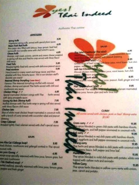 thai indeed menu